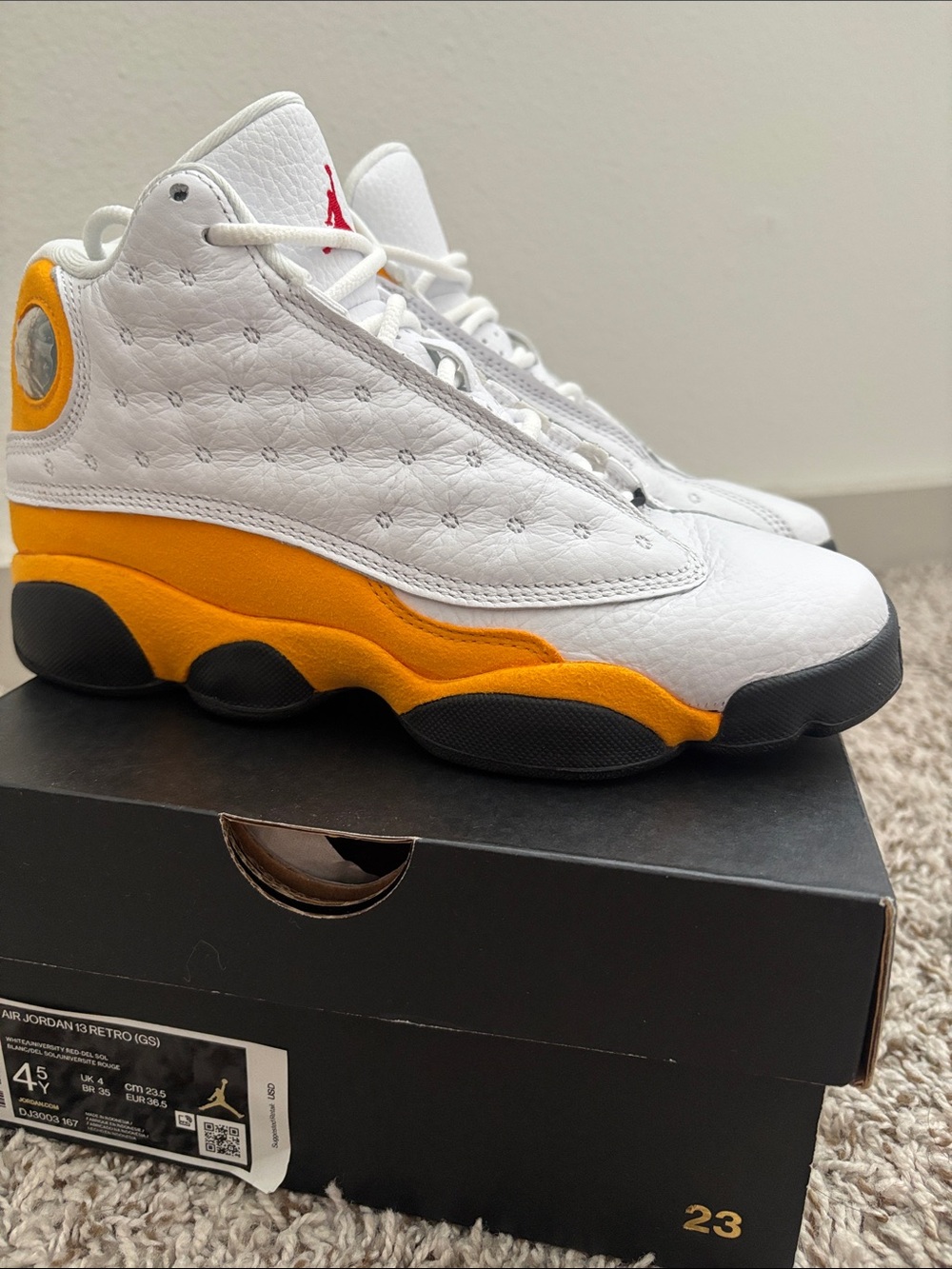 Jordan Kids' Retro 13 Sneakers - White/Yellow/Black